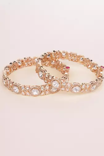 Gold plated kundan bangles