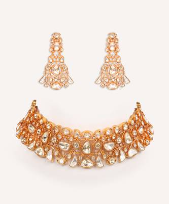 Gold plated kundan necklace set 1