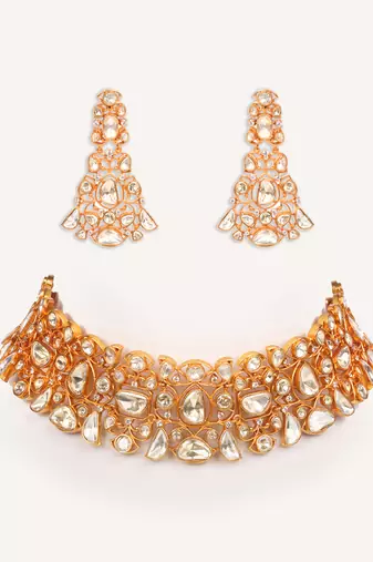 Gold plated kundan necklace set