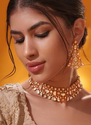 Gold plated kundan necklace set 2