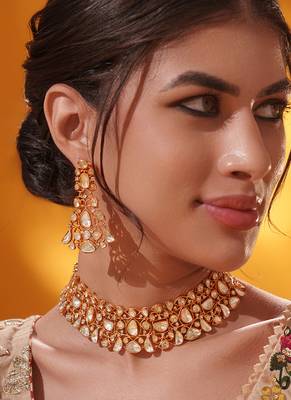 Gold plated kundan necklace set 3