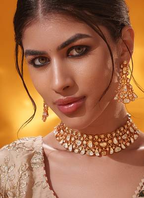 Gold plated kundan necklace set 4