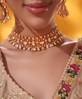 Gold plated kundan necklace set 5