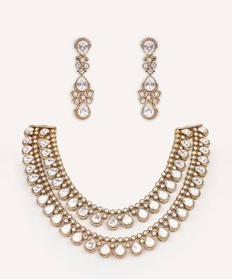 Gold plated kundan necklace set 1