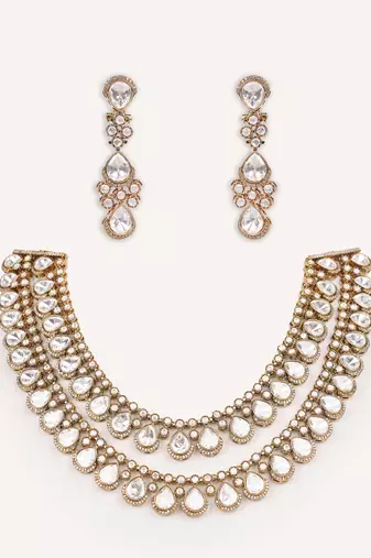 Gold plated kundan necklace set