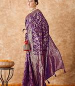 purple banarasi art silk saree with gorgeous weaving work 