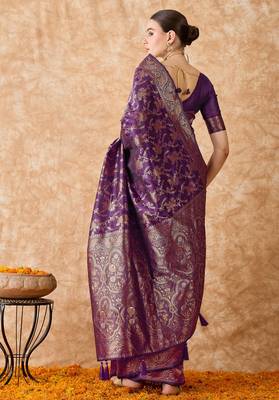 purple banarasi art silk saree with gorgeous weaving work  5