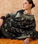 classic black banarasi art silk saree with stunning weaving 