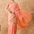 peach banarasi art silk saree for women with graceful weaving 