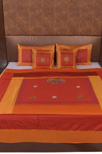 Polysilk Embroidered Bed Cover Set