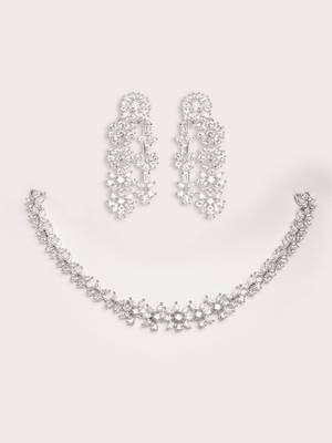 Silver plated layered necklace set 2
