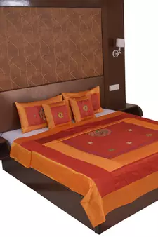Polysilk Embroidered Bed Cover Set