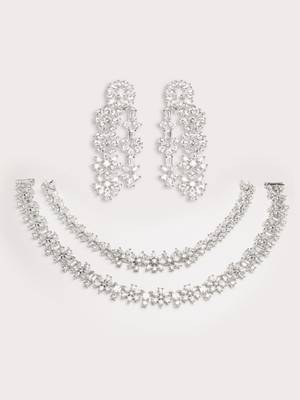 Silver plated layered necklace set 3