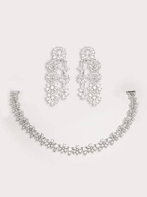 Silver plated layered necklace set 4