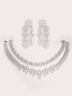Silver plated layered necklace set 5