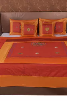 Polysilk Embroidered Bed Cover Set