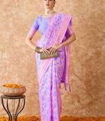lavender banarasi art silk saree with luxurious weaving details 