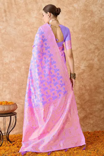 lavender banarasi art silk saree with luxurious weaving details 