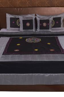 Polysilk Embroidered Bed Cover Set