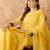 Yellow cotton jacquard saree with stylish weaving work