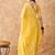 Yellow cotton jacquard saree with stylish weaving work