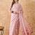 Women's pink cotton jacquard saree with modern weaving