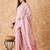 Women's pink cotton jacquard saree with modern weaving