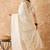 Off white cotton jacquard saree with intricate weaving work
