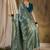 teal blue banarasi art silk saree with stylish weaving pattern 