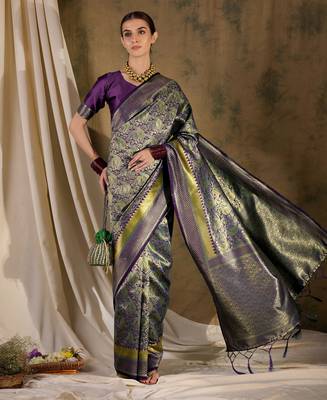 burgundy banarasi art silk saree with luxurious weaving for weddings  1