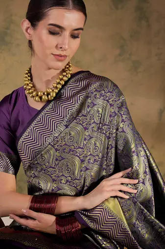 burgundy banarasi art silk saree with luxurious weaving for weddings 