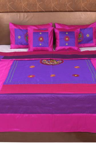 Polysilk Embroidered Bed Cover Set