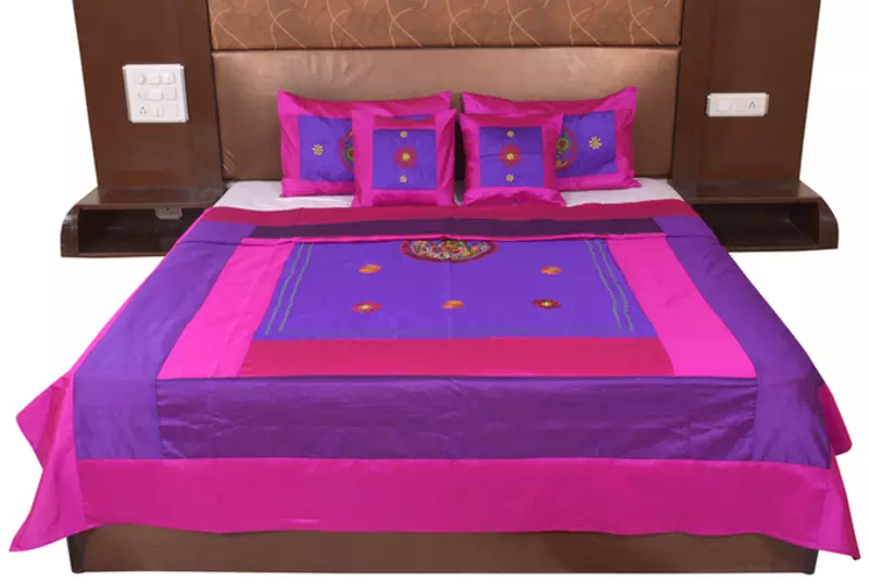 Polysilk Embroidered Bed Cover Set