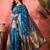 teal blue banarasi art silk saree with refined weaving craftsmanship 