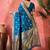 teal blue banarasi art silk saree with refined weaving craftsmanship 