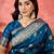 teal blue banarasi art silk saree with refined weaving craftsmanship 