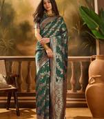 classic green banarasi art silk saree with authentic weaving touch 