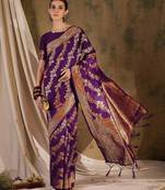 wine banarasi art silk saree with contemporary weaving charm 