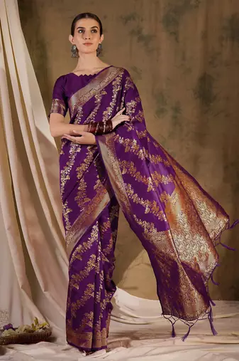 wine banarasi art silk saree with contemporary weaving charm 