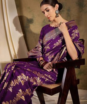 wine banarasi art silk saree with contemporary weaving charm  4