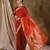 bright red banarasi art silk saree with statement weaving work 