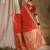 bright red banarasi art silk saree with statement weaving work 