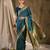 teal blue banarasi art silk saree with sophisticated weaving details 