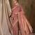 peach banarasi art silk saree with minimalist weaving elegance 