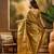 beige banarasi art silk saree with unique weaving pattern 