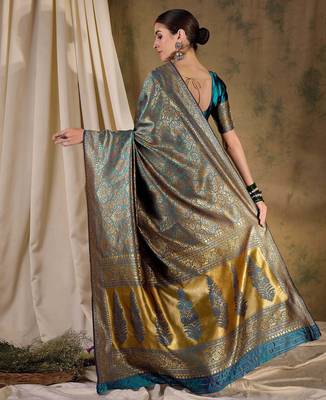 sky blue banarasi art silk saree with soft weaving highlights  4