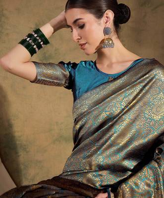 sky blue banarasi art silk saree with soft weaving highlights  5