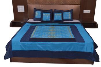Polysilk Rajwada Mirror work Bed Cover Set 1