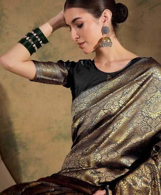 black banarasi art silk saree with bold weaving features  5