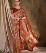 red banarasi art silk saree with grand weaving design 